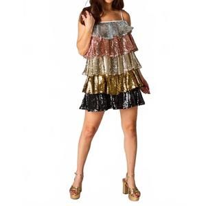 NEW BUDDYLOVE sequin tiered dress in multi